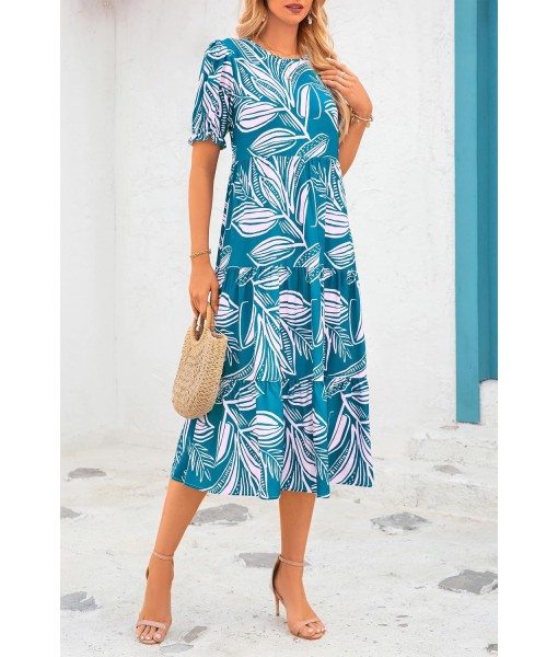 PRETTYGARDEN Summer Dresses for Women 2025 Casual Floral Boho Midi Sun Dress Puff Short Sleeve Flowy Beach Vacation Sundress