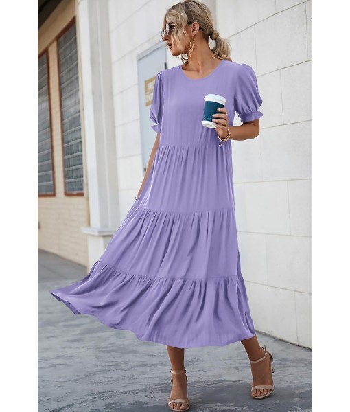 PRETTYGARDEN Summer Dresses for Women 2025 Casual Floral Boho Midi Sun Dress Puff Short Sleeve Flowy Beach Vacation Sundress