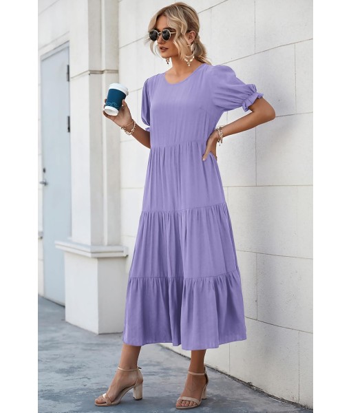 PRETTYGARDEN Summer Dresses for Women 2025 Casual Floral Boho Midi Sun Dress Puff Short Sleeve Flowy Beach Vacation Sundress