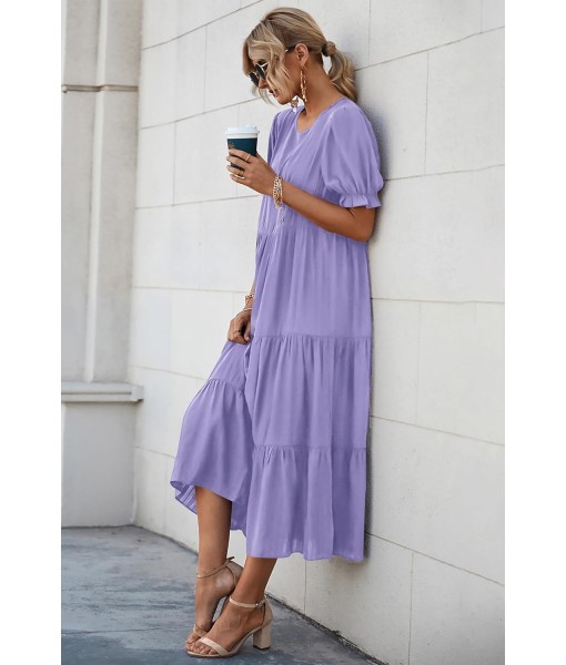 PRETTYGARDEN Summer Dresses for Women 2025 Casual Floral Boho Midi Sun Dress Puff Short Sleeve Flowy Beach Vacation Sundress