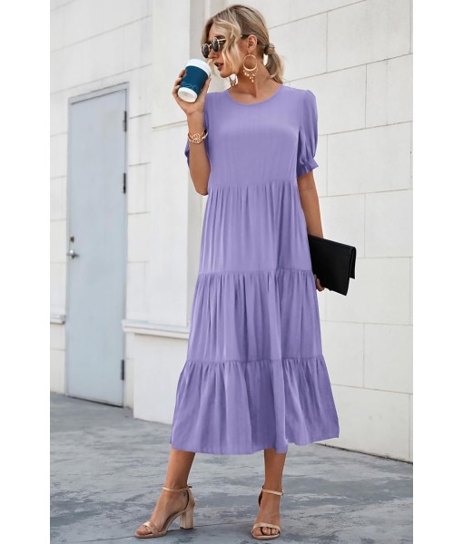 PRETTYGARDEN Summer Dresses for Women 2025 Casual Floral Boho Midi Sun Dress Puff Short Sleeve Flowy Beach Vacation Sundress