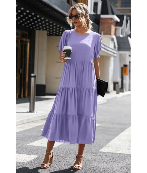 PRETTYGARDEN Summer Dresses for Women 2025 Casual Floral Boho Midi Sun Dress Puff Short Sleeve Flowy Beach Vacation Sundress