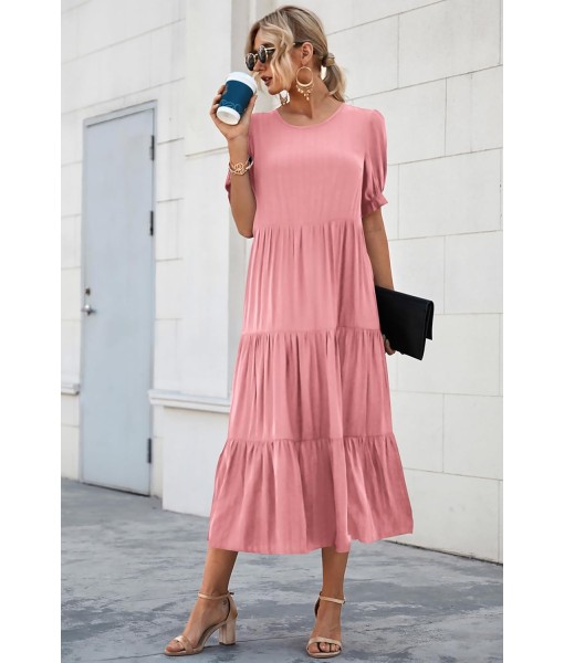 PRETTYGARDEN Summer Dresses for Women 2025 Casual Floral Boho Midi Sun Dress Puff Short Sleeve Flowy Beach Vacation Sundress