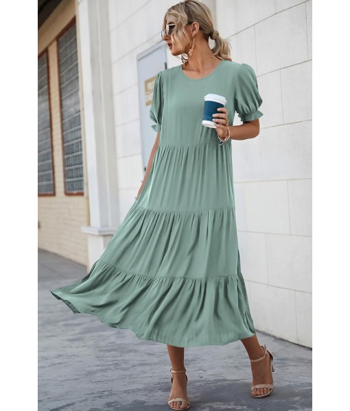 PRETTYGARDEN Summer Dresses for Women 2025 Casual Floral Boho Midi Sun Dress Puff Short Sleeve Flowy Beach Vacation Sundress