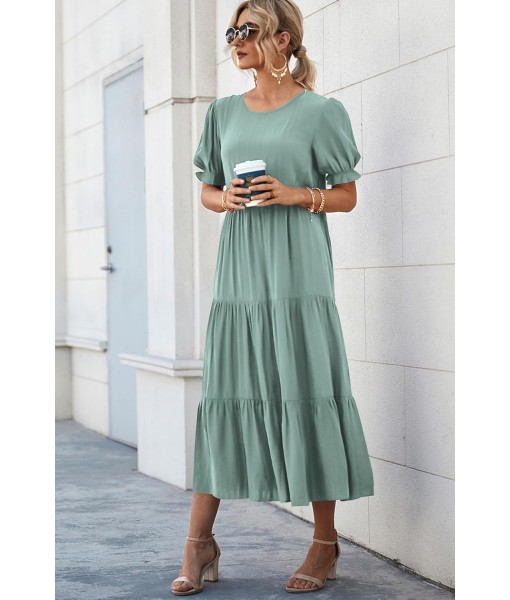 PRETTYGARDEN Summer Dresses for Women 2025 Casual Floral Boho Midi Sun Dress Puff Short Sleeve Flowy Beach Vacation Sundress