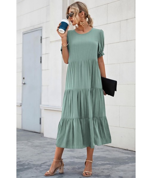 PRETTYGARDEN Summer Dresses for Women 2025 Casual Floral Boho Midi Sun Dress Puff Short Sleeve Flowy Beach Vacation Sundress