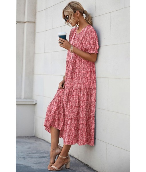 PRETTYGARDEN Summer Dresses for Women 2025 Casual Floral Boho Midi Sun Dress Puff Short Sleeve Flowy Beach Vacation Sundress