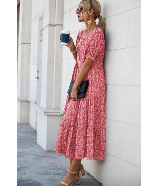 PRETTYGARDEN Summer Dresses for Women 2025 Casual Floral Boho Midi Sun Dress Puff Short Sleeve Flowy Beach Vacation Sundress