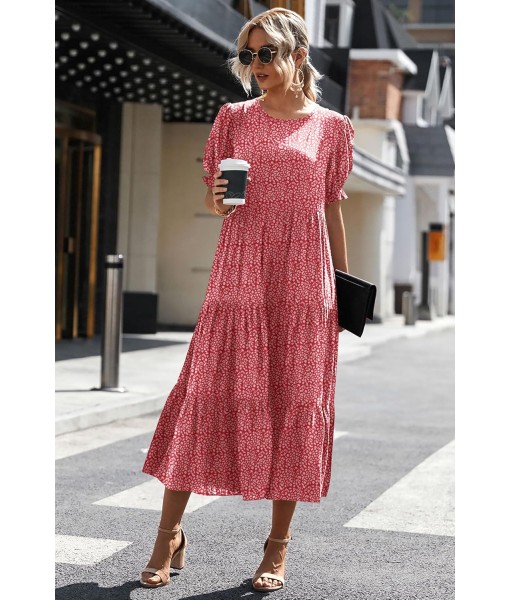 PRETTYGARDEN Summer Dresses for Women 2025 Casual Floral Boho Midi Sun Dress Puff Short Sleeve Flowy Beach Vacation Sundress