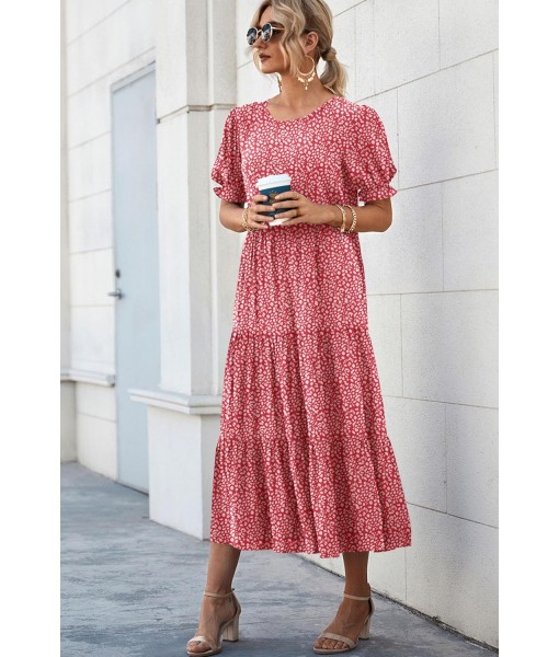 PRETTYGARDEN Summer Dresses for Women 2025 Casual Floral Boho Midi Sun Dress Puff Short Sleeve Flowy Beach Vacation Sundress