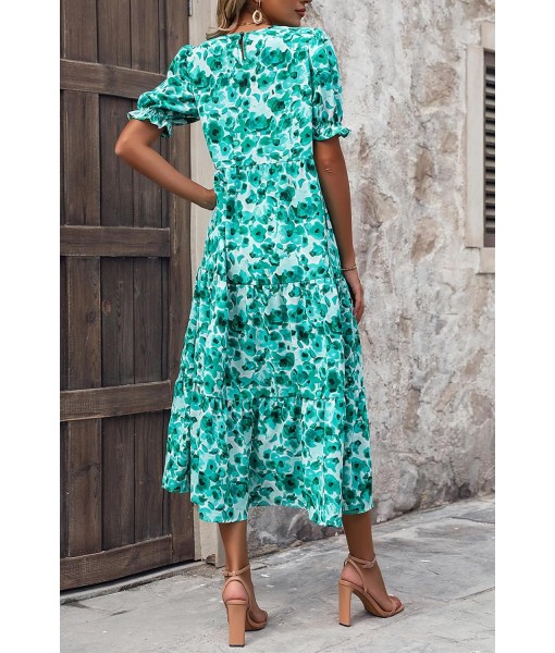 PRETTYGARDEN Summer Dresses for Women 2025 Casual Floral Boho Midi Sun Dress Puff Short Sleeve Flowy Beach Vacation Sundress