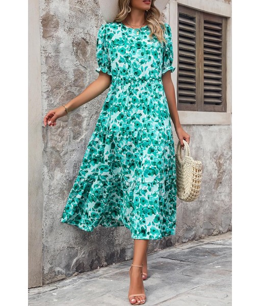 PRETTYGARDEN Summer Dresses for Women 2025 Casual Floral Boho Midi Sun Dress Puff Short Sleeve Flowy Beach Vacation Sundress