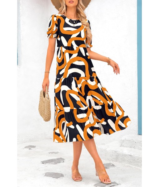 PRETTYGARDEN Summer Dresses for Women 2025 Casual Floral Boho Midi Sun Dress Puff Short Sleeve Flowy Beach Vacation Sundress