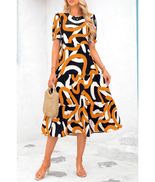PRETTYGARDEN Summer Dresses for Women 2025 Casual Floral Boho Midi Sun Dress Puff Short Sleeve Flowy Beach Vacation Sundress
