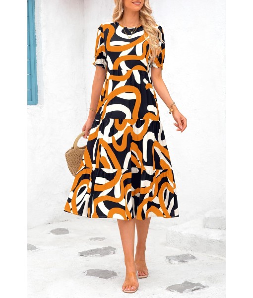 PRETTYGARDEN Summer Dresses for Women 2025 Casual Floral Boho Midi Sun Dress Puff Short Sleeve Flowy Beach Vacation Sundress