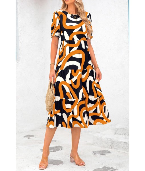 PRETTYGARDEN Summer Dresses for Women 2025 Casual Floral Boho Midi Sun Dress Puff Short Sleeve Flowy Beach Vacation Sundress