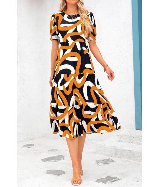 PRETTYGARDEN Summer Dresses for Women 2025 Casual Floral Boho Midi Sun Dress Puff Short Sleeve Flowy Beach Vacation Sundress