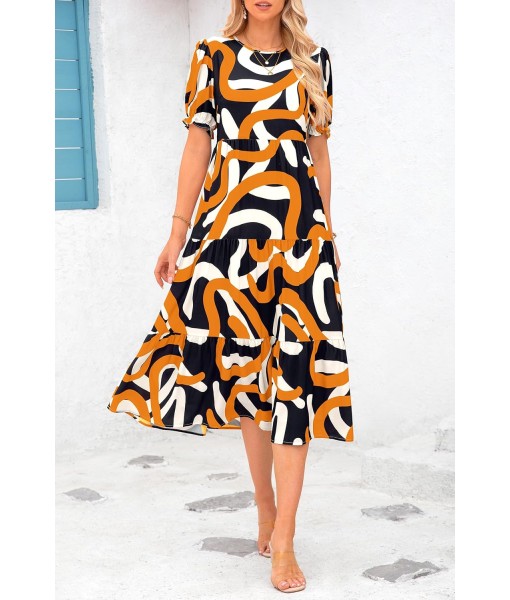 PRETTYGARDEN Summer Dresses for Women 2025 Casual Floral Boho Midi Sun Dress Puff Short Sleeve Flowy Beach Vacation Sundress
