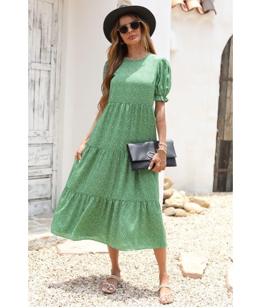 PRETTYGARDEN Summer Dresses for Women 2025 Casual Floral Boho Midi Sun Dress Puff Short Sleeve Flowy Beach Vacation Sundress
