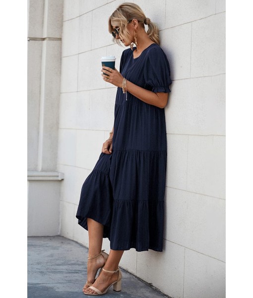 PRETTYGARDEN Summer Dresses for Women 2025 Casual Floral Boho Midi Sun Dress Puff Short Sleeve Flowy Beach Vacation Sundress