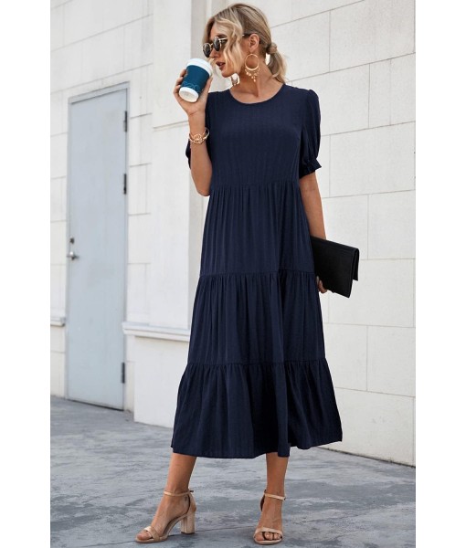 PRETTYGARDEN Summer Dresses for Women 2025 Casual Floral Boho Midi Sun Dress Puff Short Sleeve Flowy Beach Vacation Sundress