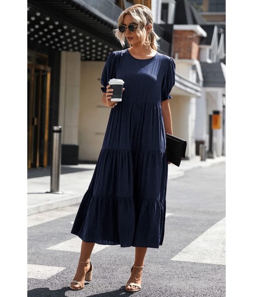 PRETTYGARDEN Summer Dresses for Women 2025 Casual Floral Boho Midi Sun Dress Puff Short Sleeve Flowy Beach Vacation Sundress