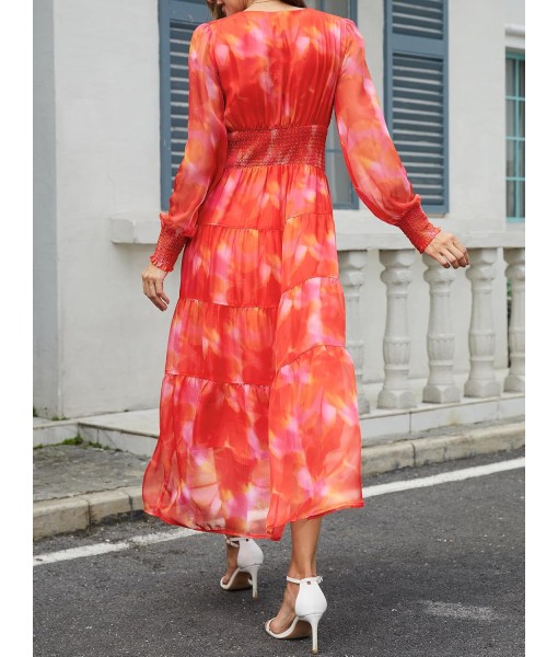 ANRABESS Womens Floral Long Sleeve Maxi Dress V Neck Chiffon Flowy Boho A-Line 2025 Fall Wedding Guest Party Wrap Dresses