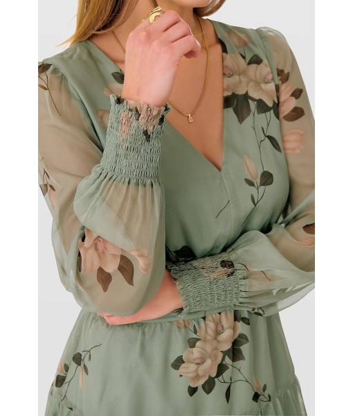 ANRABESS Womens Floral Long Sleeve Maxi Dress V Neck Chiffon Flowy Boho A-Line 2025 Fall Wedding Guest Party Wrap Dresses