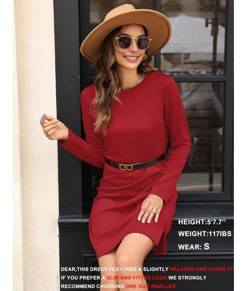 SAMPEEL Dresses for Women 2025 Casual Long Sleeve Cozy Tshirt Dress Fashion Fall Outfits