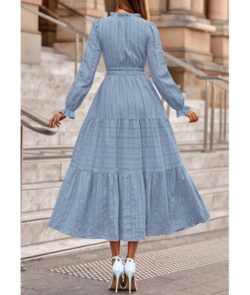 PRETTYGARDEN Women's 2025 Fall Wedding Guest Dresses Long Sleeve V Neck Flowy Elegant Holiday Party Maxi Dress with Pockets