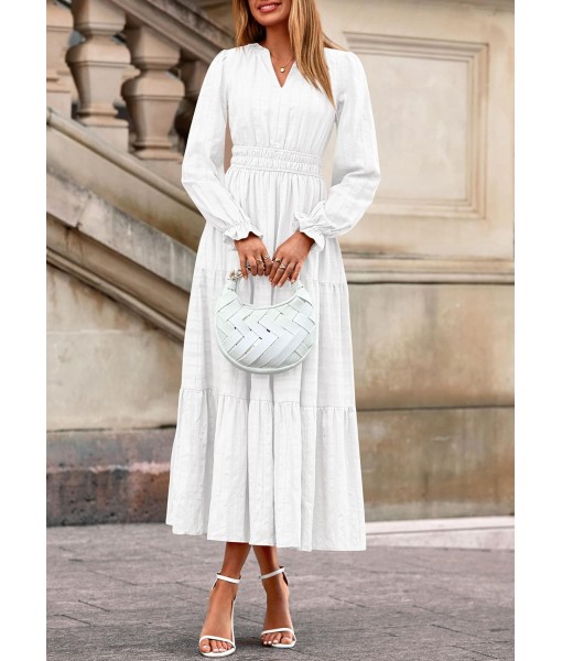 PRETTYGARDEN Women's 2025 Fall Wedding Guest Dresses Long Sleeve V Neck Flowy Elegant Holiday Party Maxi Dress with Pockets