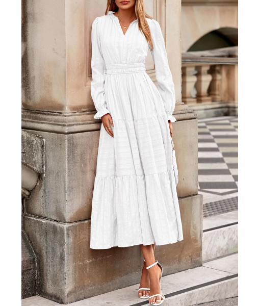 PRETTYGARDEN Women's 2025 Fall Wedding Guest Dresses Long Sleeve V Neck Flowy Elegant Holiday Party Maxi Dress with Pockets