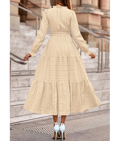 PRETTYGARDEN Women's 2025 Fall Wedding Guest Dresses Long Sleeve V Neck Flowy Elegant Holiday Party Maxi Dress with Pockets