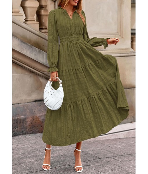 PRETTYGARDEN Women's 2025 Fall Wedding Guest Dresses Long Sleeve V Neck Flowy Elegant Holiday Party Maxi Dress with Pockets