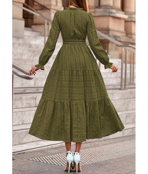 PRETTYGARDEN Women's 2025 Fall Wedding Guest Dresses Long Sleeve V Neck Flowy Elegant Holiday Party Maxi Dress with Pockets