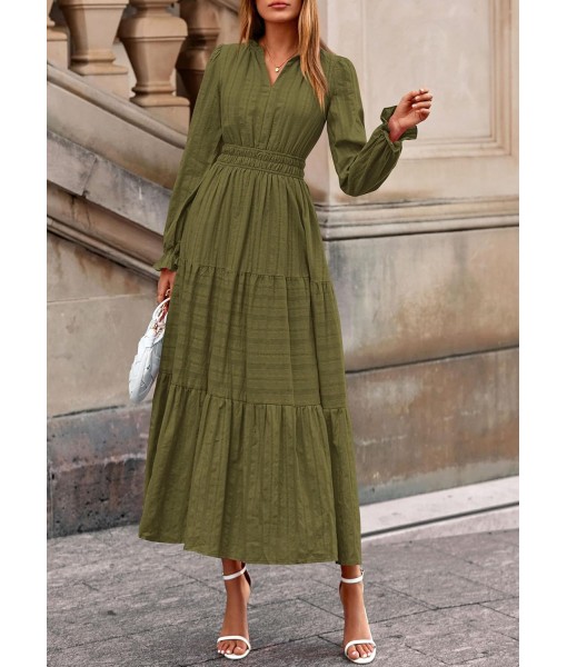 PRETTYGARDEN Women's 2025 Fall Wedding Guest Dresses Long Sleeve V Neck Flowy Elegant Holiday Party Maxi Dress with Pockets