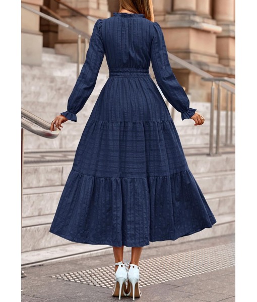 PRETTYGARDEN Women's 2025 Fall Wedding Guest Dresses Long Sleeve V Neck Flowy Elegant Holiday Party Maxi Dress with Pockets