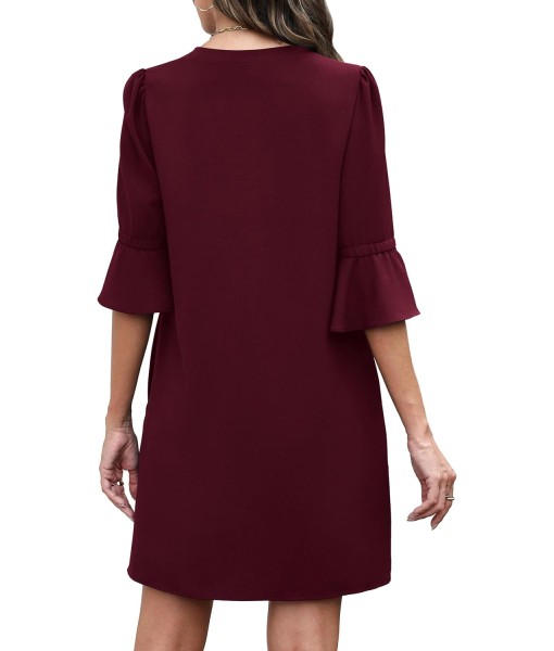 RUMIA Summer Dresses for Women 2025 V Neck Ruffle Short Sleeve Loose Casual Dress with Pockets