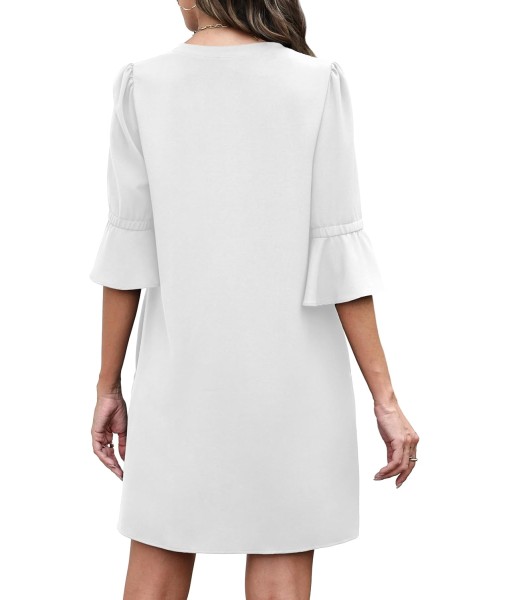 RUMIA Summer Dresses for Women 2025 V Neck Ruffle Short Sleeve Loose Casual Dress with Pockets