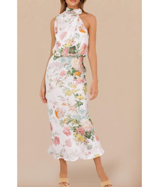 PRETTYGARDEN Women's 2025 Summer Satin Dress Elegant Sleeveless Mock Neck Cocktail Party Maxi Dresses