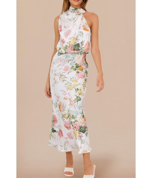PRETTYGARDEN Women's 2025 Summer Satin Dress Elegant Sleeveless Mock Neck Cocktail Party Maxi Dresses
