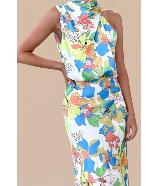 PRETTYGARDEN Women's 2025 Summer Satin Dress Elegant Sleeveless Mock Neck Cocktail Party Maxi Dresses