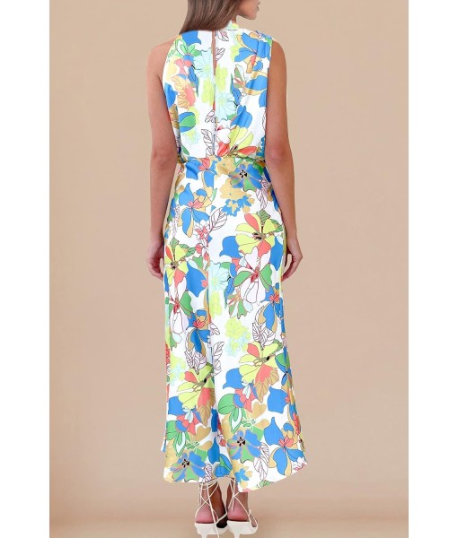 PRETTYGARDEN Women's 2025 Summer Satin Dress Elegant Sleeveless Mock Neck Cocktail Party Maxi Dresses