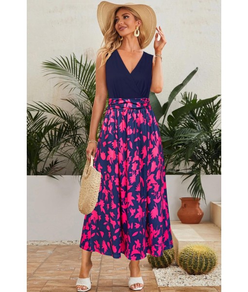 Newshows Women Summer 2025 Maxi Dress Vacation Floral Spaghetti Strap Spring Casual Boho Split Beach Long Flowy Sundress