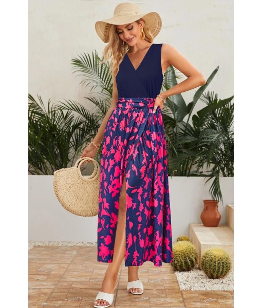 Newshows Women Summer 2025 Maxi Dress Vacation Floral Spaghetti Strap Spring Casual Boho Split Beach Long Flowy Sundress