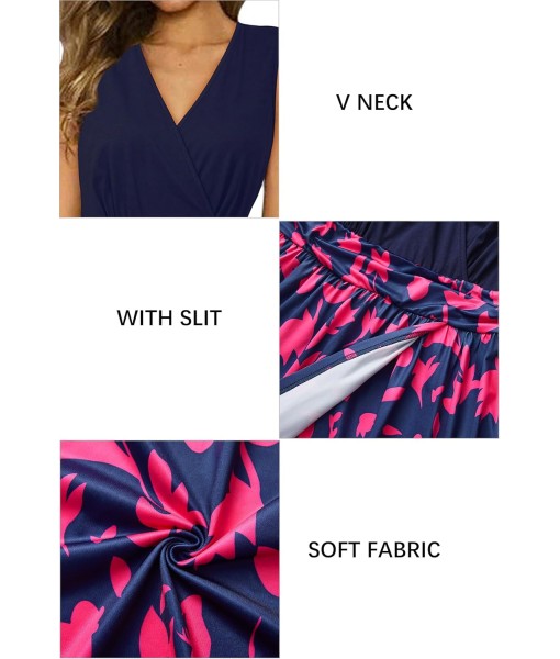 Newshows Women Summer 2025 Maxi Dress Vacation Floral Spaghetti Strap Spring Casual Boho Split Beach Long Flowy Sundress