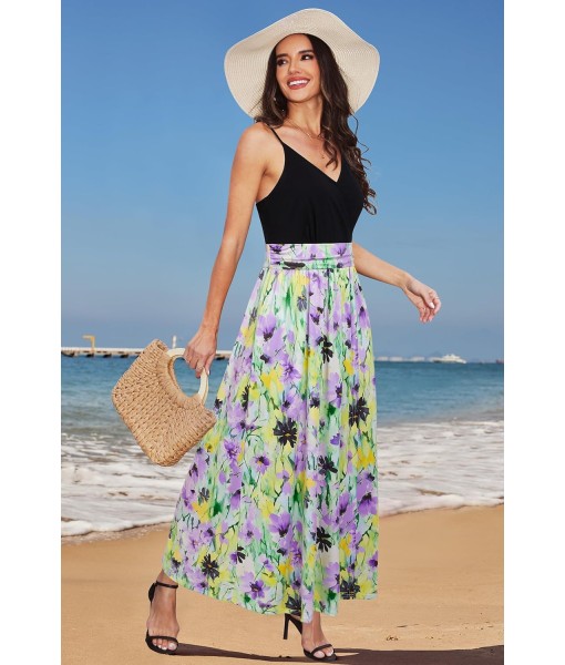 Newshows Women Summer 2025 Maxi Dress Vacation Floral Spaghetti Strap Spring Casual Boho Split Beach Long Flowy Sundress