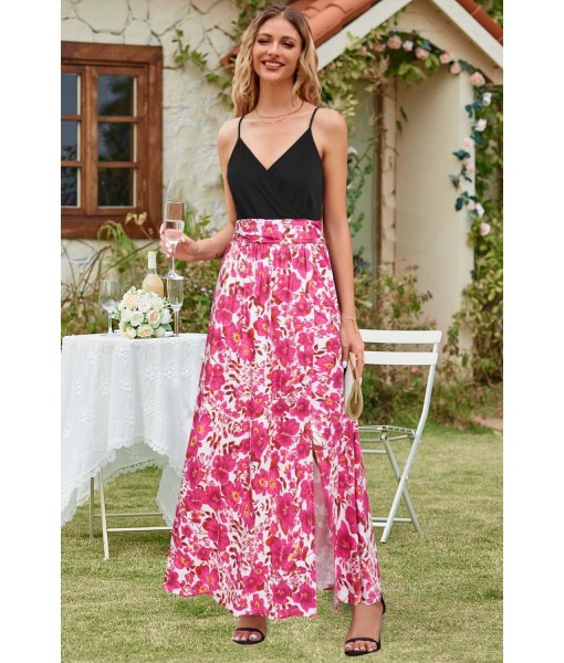 Newshows Women Summer 2025 Maxi Dress Vacation Floral Spaghetti Strap Spring Casual Boho Split Beach Long Flowy Sundress