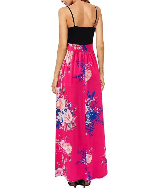 Newshows Women Summer 2025 Maxi Dress Vacation Floral Spaghetti Strap Spring Casual Boho Split Beach Long Flowy Sundress