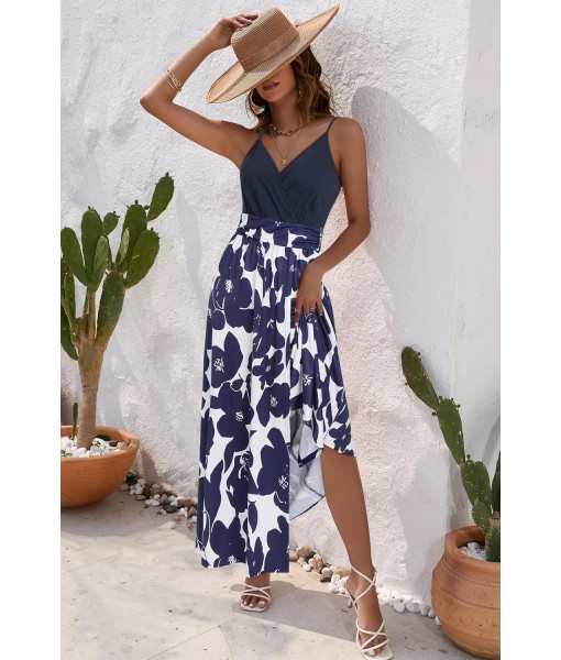 Newshows Women Summer 2025 Maxi Dress Vacation Floral Spaghetti Strap Spring Casual Boho Split Beach Long Flowy Sundress